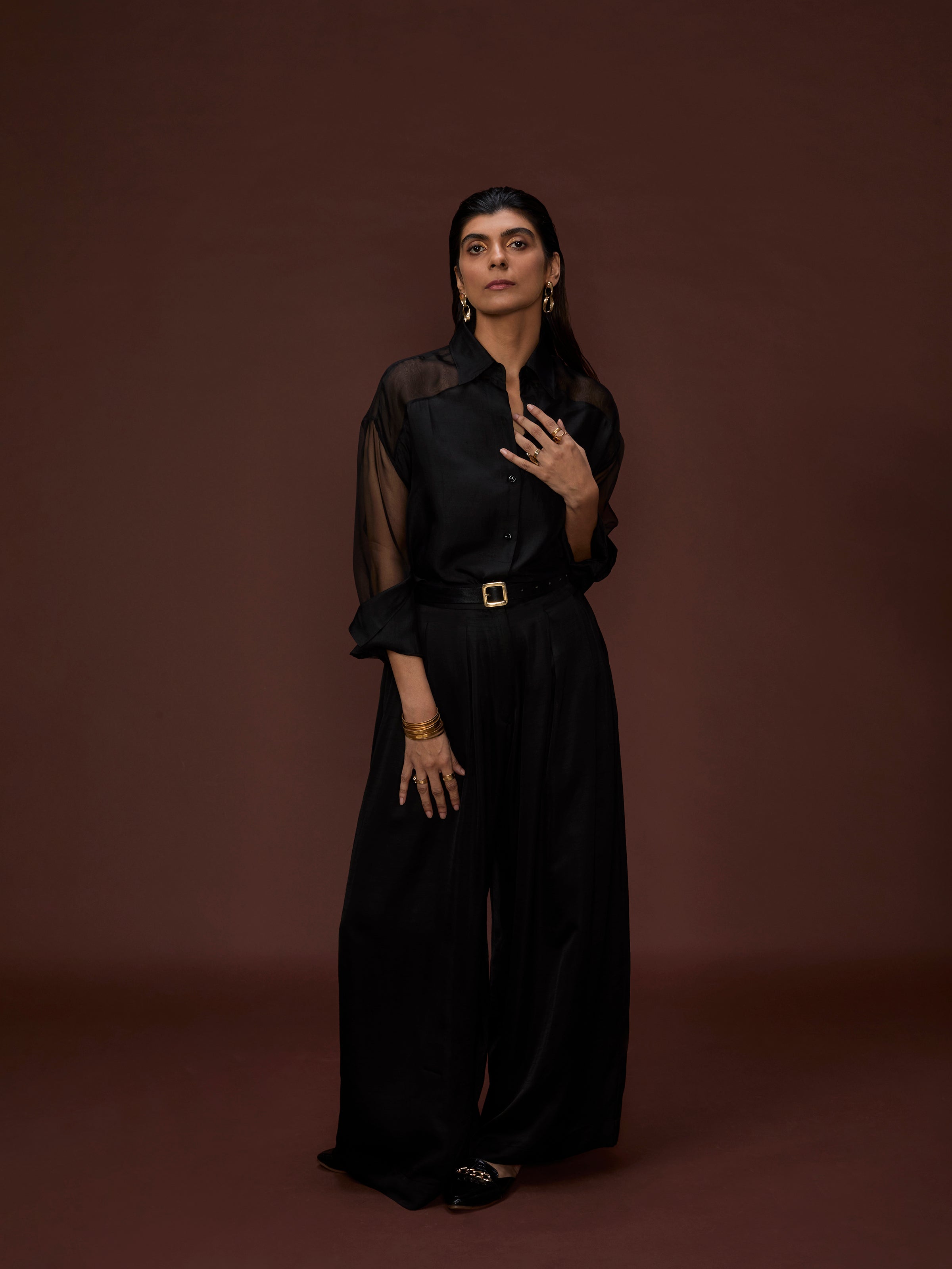 Black Luxe Flow Trousers