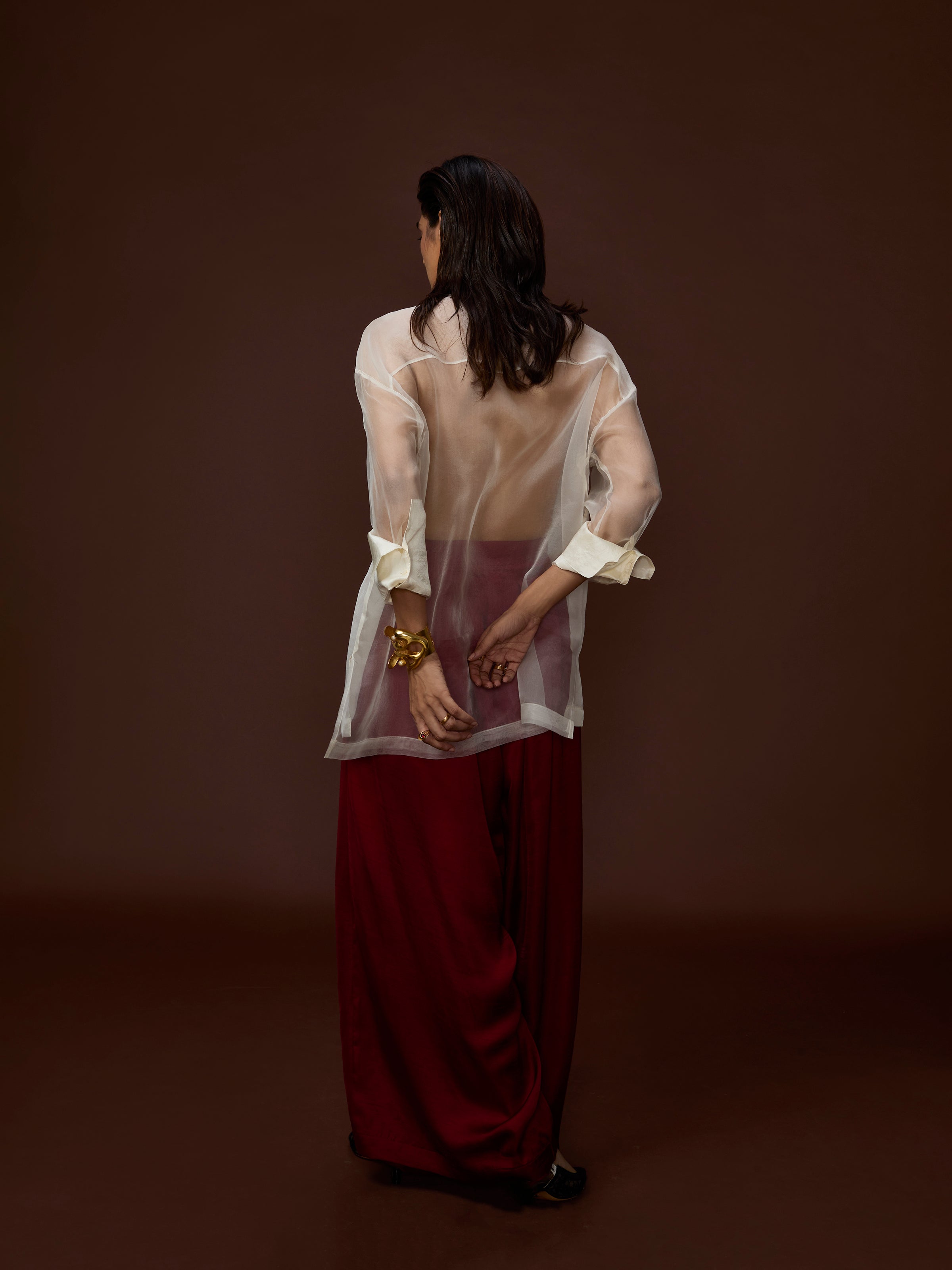 Cream Silken Tofu Organza Shirt