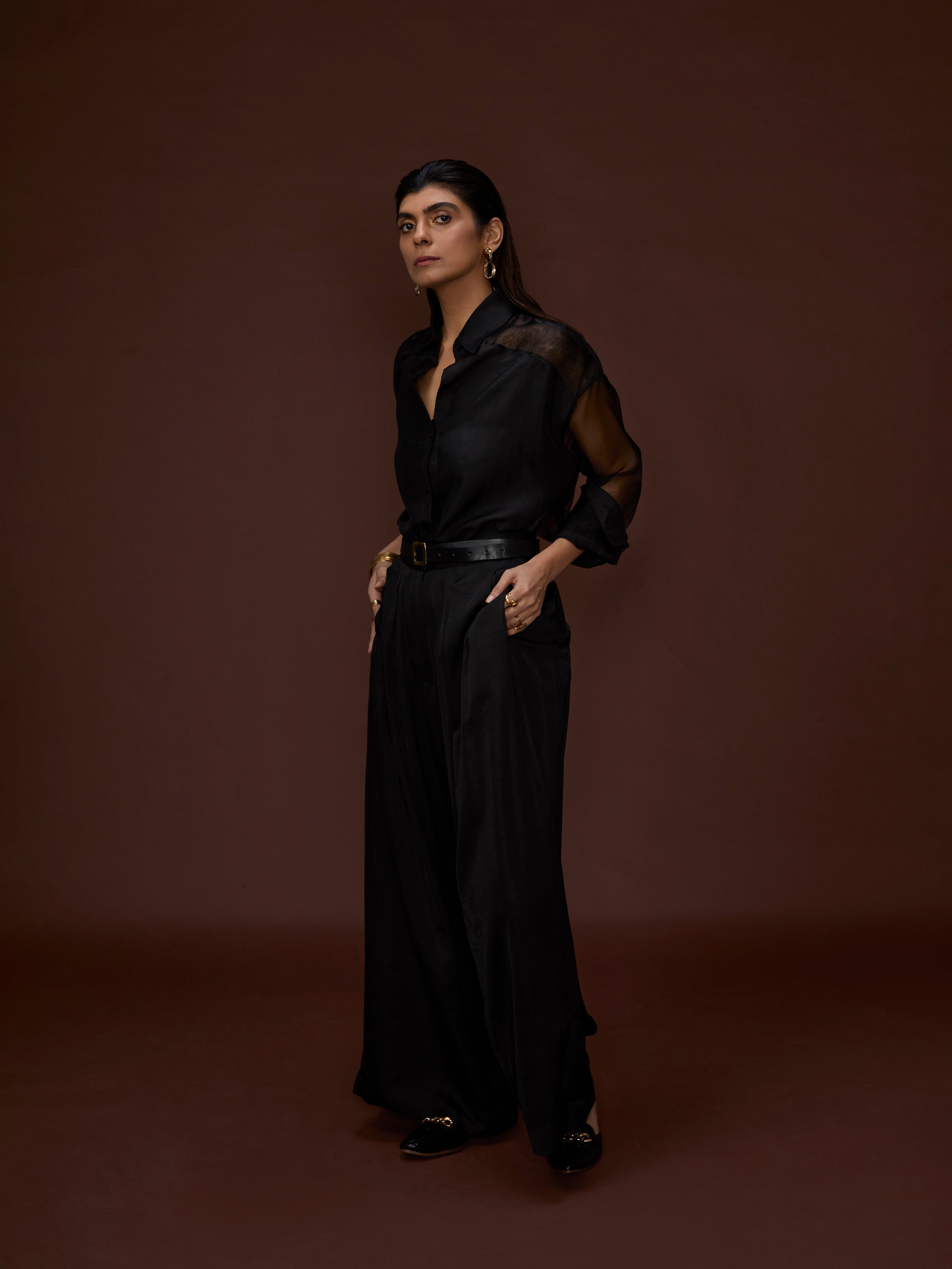 Black Silken Smoke Organza Shirt
