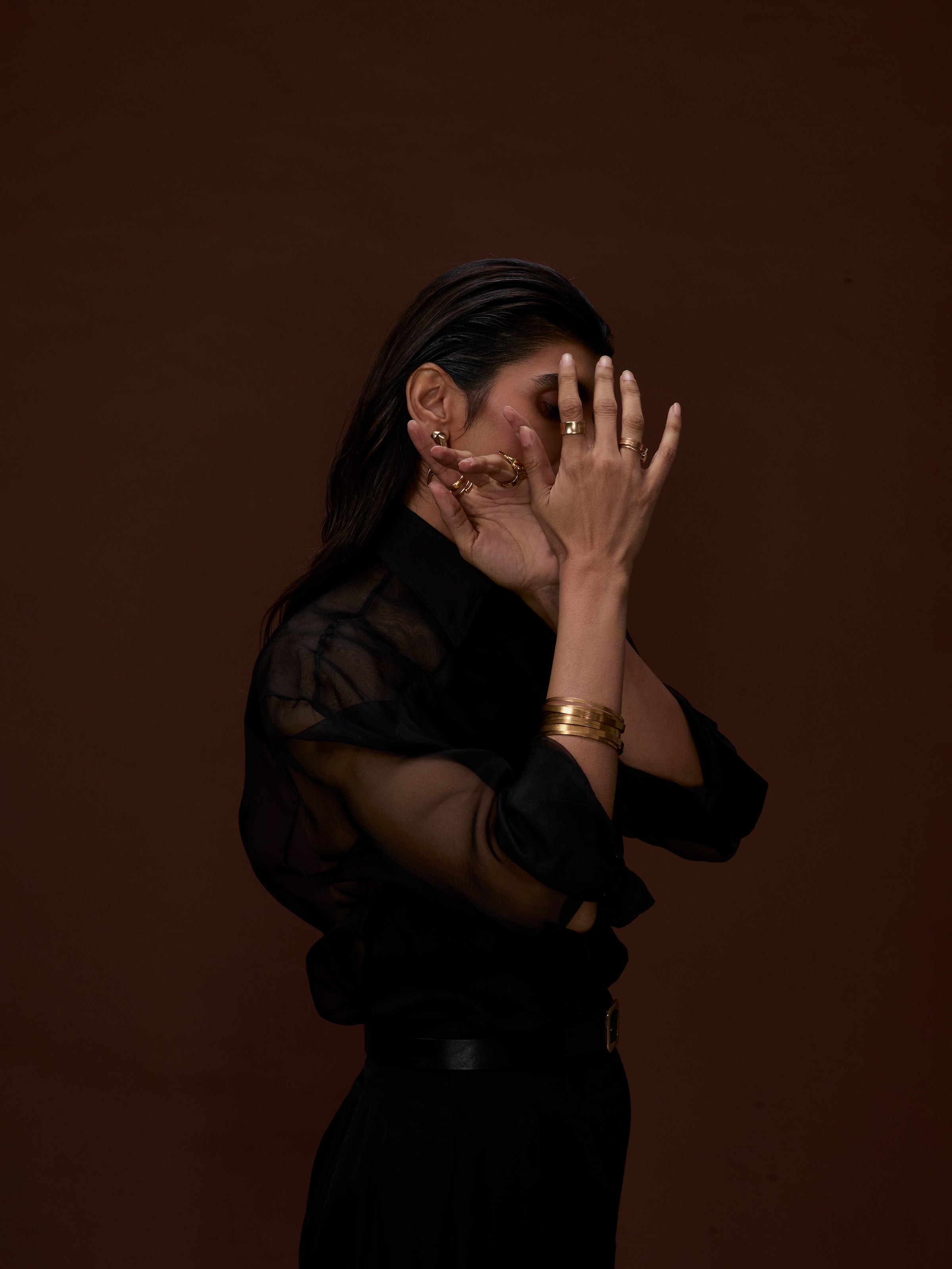 Black Silken Smoke Organza Shirt