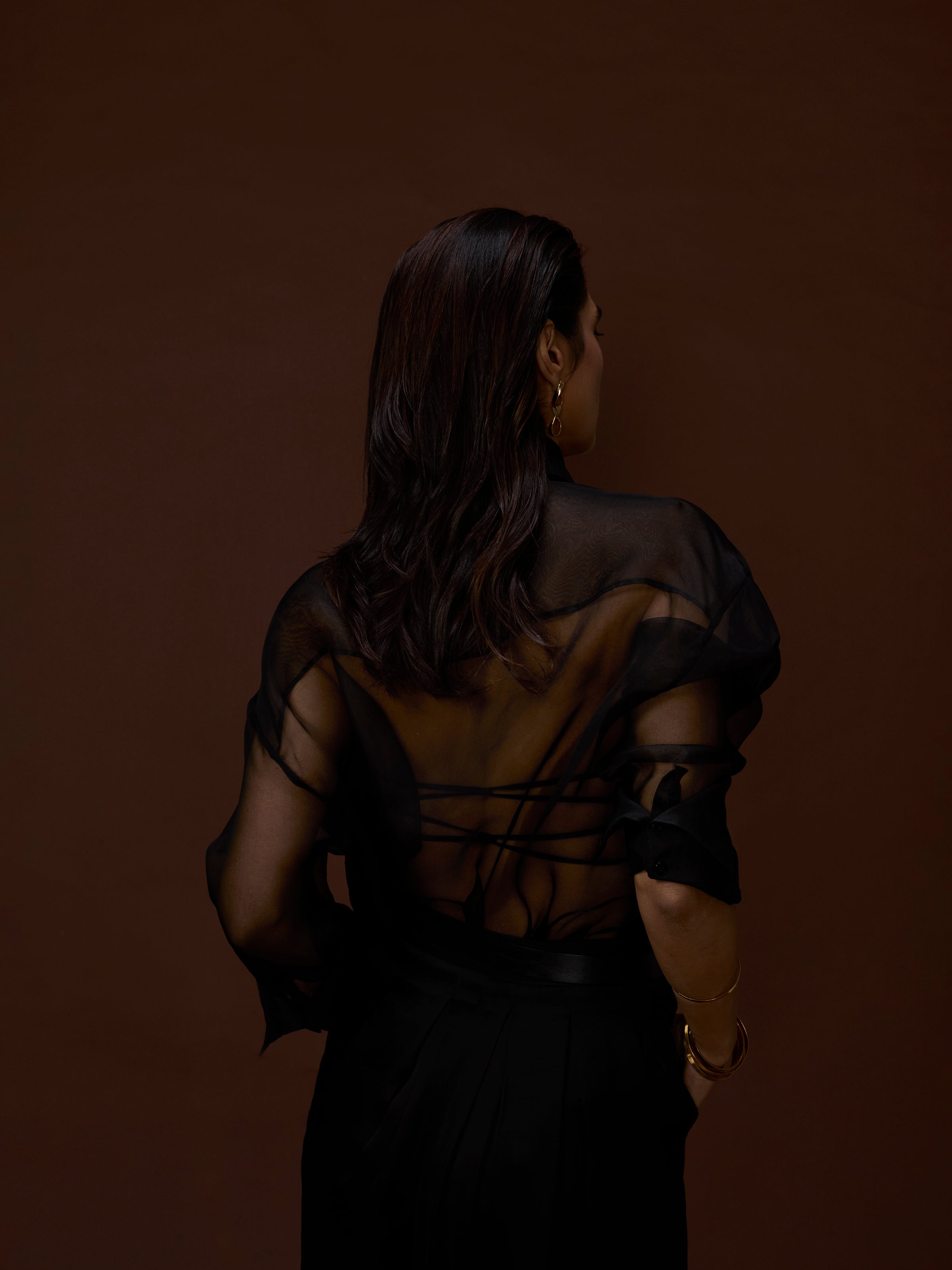Black Silken Smoke Organza Shirt