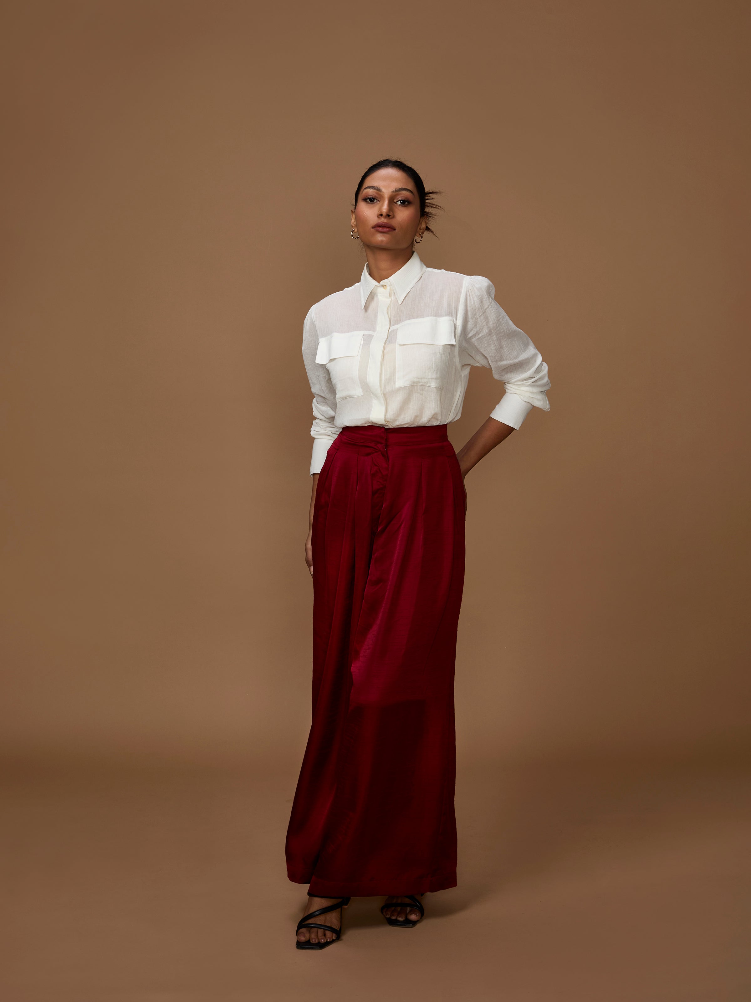 Maroon Luxe Flow Trousers