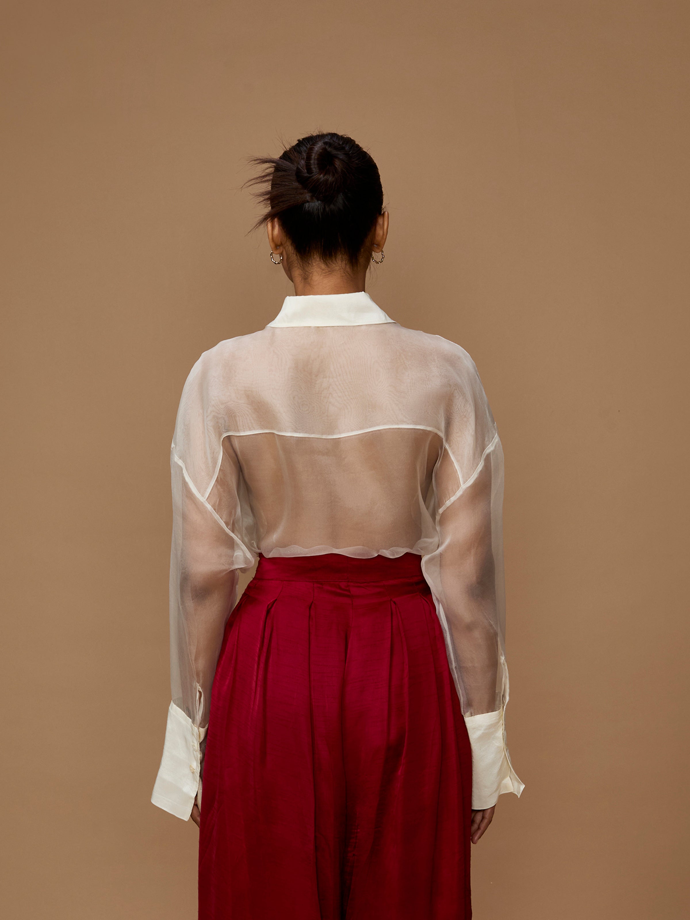 Cream Silken Tofu Organza Shirt