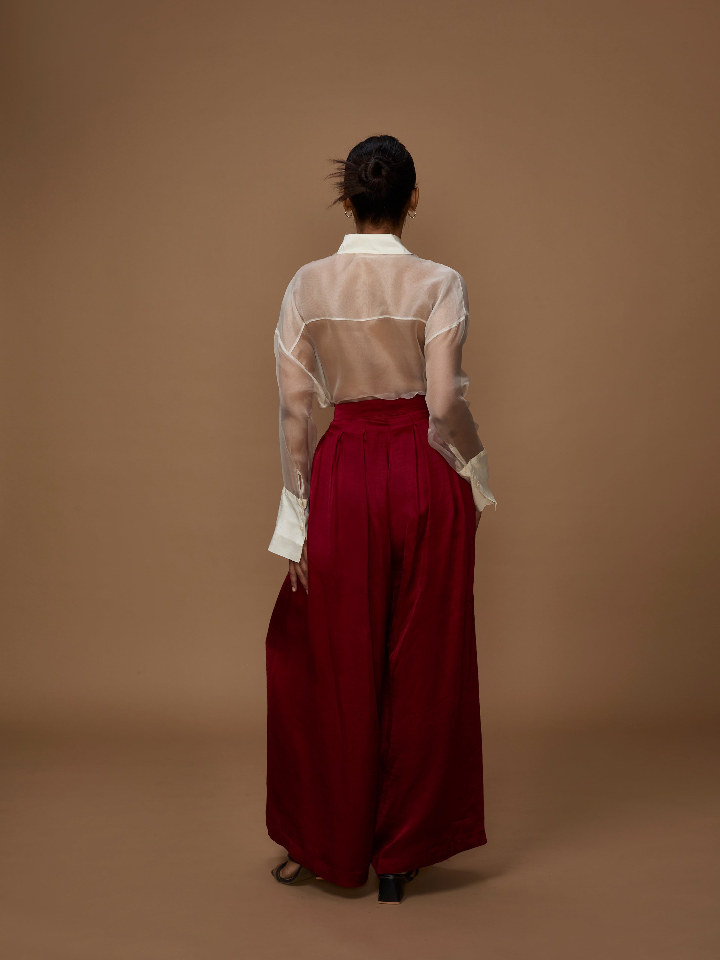 Maroon Luxe Flow Trousers